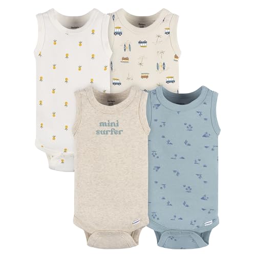 Gerber Baby Boy's Multi-Pack Sleeveless Onesies Bodysuit, Surfer