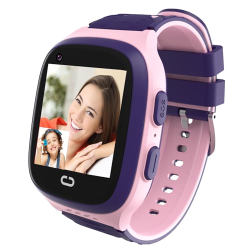 4G Kids Smart Watch GPS Tracker - Smartwatch with Two Way Call Video Calling 7 Puzzle Games Voice Chat SOS School Mode Pedometer Geo-Fence Touch Screen Alarm Clock Smartwatches for Boys Girls