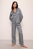 Eberjey Inez Printed Long Pajama Set - Petite Batik Indigo Blue