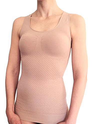 Bioflect® Compression Vest Tank Top - with Bioactive Fibers and Raised Massaging Knit - for Binding, Support and Comfort - Sand M/L