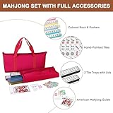 Nova Microdermabrasion American Mahjong Mah Jongg Set 166 Tiles 4 All-in-One Color Rack/Pushers Red Paisley Soft Bag Full Size Complete Mahjongg Ma Jong Set