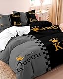 ZIRANSHU Lover Duvet Cover Set - King Size, Advanced Gray & Black Couple Bedding 3D Digital Printed Duvet Cover King and Queen Bedding Sets Valentine's Day Presents (1 Duvet Cover + 2 Pillowcase)