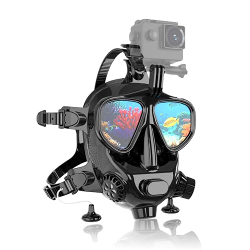 Full Face Diving Mask for Scuba Diving, 180° View Panoramic Dive Mask with Camera Mount, Anti-Fog & Anti-Leak Dive Mask Support for Scuba Diving, Compatiable with SMACO S400/400Pro/S700 Scuba Tanks