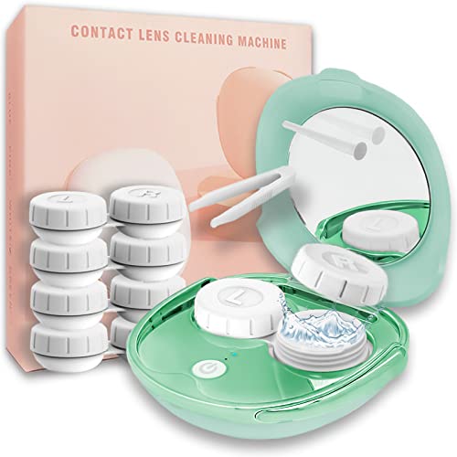 Vastsoon Portable Ultrasonic Contact Lens Cleaning Machine with USB Charger and Solution Soak Case Kit for Soft, Colored, Hard, RGP, and OK Lenses