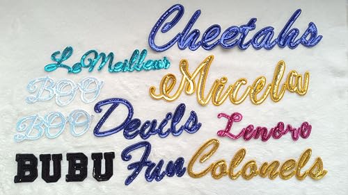 Custom Iron On Sequin Name Patch, Personalized Embroidered Shining Name Patches for Girl's Jacket, Hat, Tshirt, Hoodies, Sweatshirt, Backpack (Sequin Name)