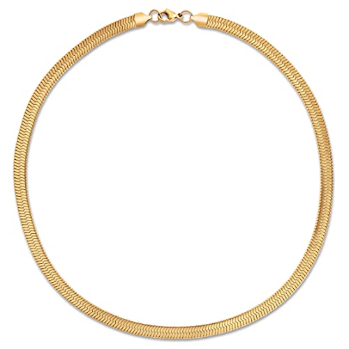 Ellie Vail Paola Herringbone Chain Gold Trendy Cute Necklaces Chain for Women Jewelry Water Sweat Resistant Hypoallergenic