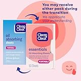 Clean & Clear Essentials Oil Absorbing Sheets, Portable Blotting Papers for Shine Control on the Face & Nose, Blotting Sheets Instantly Remove Excess Oil Without Smudging Makeup, 3 Pack