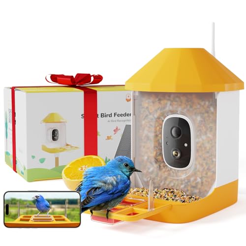 Dzees Smart Bird Feeder with Camera, 32G Card, AI Identify Birds Species, Capture Bird Video, Instant Notifications, Live View, Solar Powered, for Family, Ideal Gifts for Bird Lovers