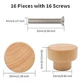 Bmgop 16PCS Wood Knobs Flat Top Round Cabinet Knobs 1.39"(35mm) Natural Wooden Dresser Drawer Pulls Kitchen Cabinet Handles