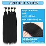 Straight Bulk Hair for Braiding 22'' Human Braiding Hair for Boho Braids Natural Black (1 Pack-4PCS/100g)