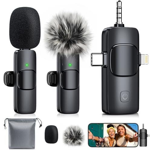 MENERESAS 3-in-1 Mini Microphone for iPhone: Wireless Lavalier Microphones for iOS/Android/Camera - Noise Reduction Lapel Mic for​​Live Stream - HiDefSound for Video Mavericks