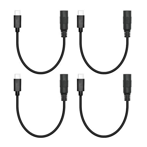 4Pcs Short DC 5.5mm x 2.1mm to USB C Power Cord 6inch, DC 5521 Female to USB Type C Male Plug 5V 3A Power Charging Cable Extension Cord, for Small Fan, Bedside Lamp Etc Other USB Type C Equipment