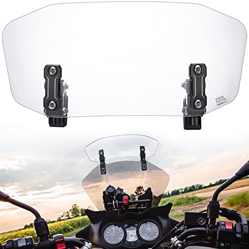 KEMIMOTO Motorcycle Windshield Upgraded Aluminum Metal Heightened Windshield Spoiler Clip Universal Adjustable Extension Clips Windshield Extension Gifts for Men Dad Fathers Day Clear