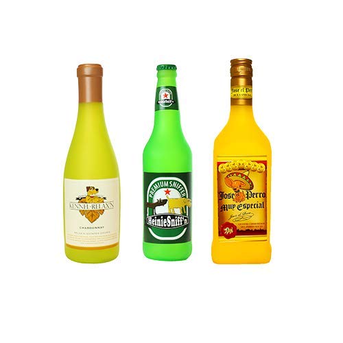 SILLY SQUEAKERS – Wine Bottles - Dog Toy - 100% Vinyl. Made Durable & Strong. Novelty Play Toy & It Floats (Combo Pack #2)
