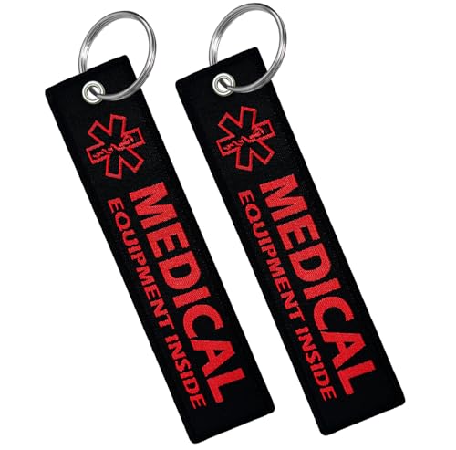 TINNALART Medical Alert Bag Tag，for Medical Bag CPAP Respiratory Devices Diabetes Allergy Epipen Inside First Aid Tag, Medical Equipment Luggage Tag for Travel，Black