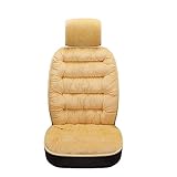 2PCS Car Seat Cushion Luxury Plush Seat Covers for Front Car Seat Bottom+Backrest,Seat Cushion Protector Universal Warm in Winter Works with Sedan SUV Pickup Minivan (Beige)