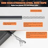 SERTT Replacement Cable for Pulley Cable Machine, Pulley Cable for DIY Home Gym, Wire Rope Length 32.8/65.6/98.4 Ft for Weight Lift Pulley System, Gym Steel Cable, Thick 5mm, TPU Coated