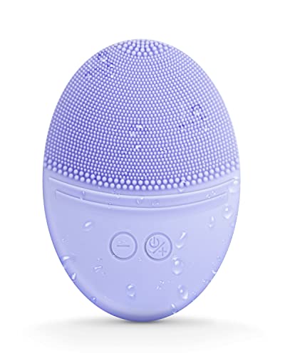 EZBASICS Facial Cleansing Brush Made with Ultra Hygienic Soft Silicone, Waterproof Sonic Vibrating Face Brush for Deep Cleansing, Gentle Massaging, Inductive Charging (Violet)1 Pack+5 Speed Settings