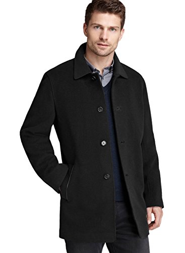 Cole Haan Men's Wool Cashmere Button Front Topper, Charcoal, X-Large
