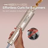 Upgraded Automatic Rotating Curling Iron - TYMO Long Barrel Curling Wand for Long Hair, Ceramic 1 Inch Hair Curler Anti-Scald, Tangle-Free, 600M Ionic, Dual Voltage for Easy Lasting Curls, Gold