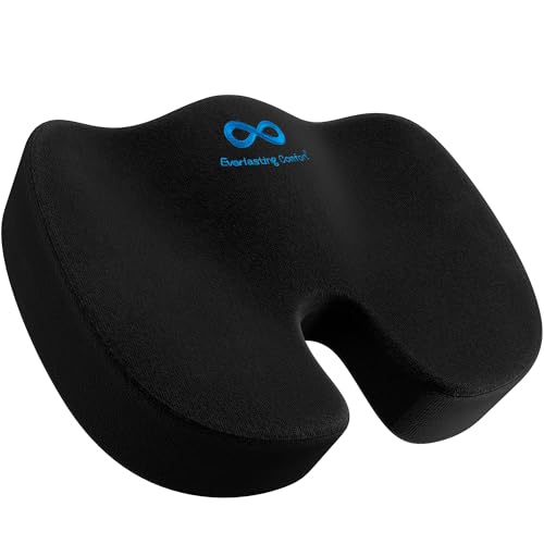 Everlasting Comfort Memory Foam Seat Cushion for Car Seats & Office Chairs - FSA/HSA Eligible Ergonomic Cushion for Long Car Trips & Desk Sitting - Back Support for Car, Truck, Office