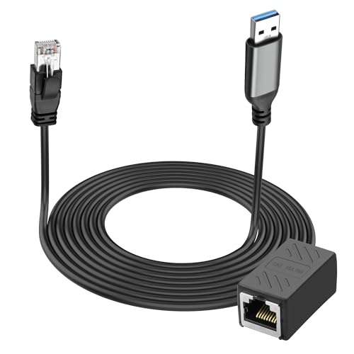 XMSJSIY USB A to Ethernet Cable Gigabit LAN Network 1 Gbps USB 3.0 Type A Male to RJ45 Male/Female Adapter Cord for Laptop PC and More Directly Connected to Switch, Router, Modem-2M/6.5FT