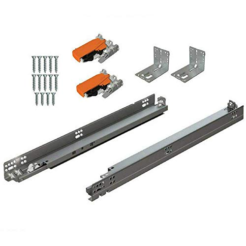 18" BLUM Tandem Set of 6 Drawer Slides Plus BLUMOTION Complete Kit. with Runners 563H, Locking Devices, Rear mounting Brackets, and Screws (for face Frame or Frameless Application)