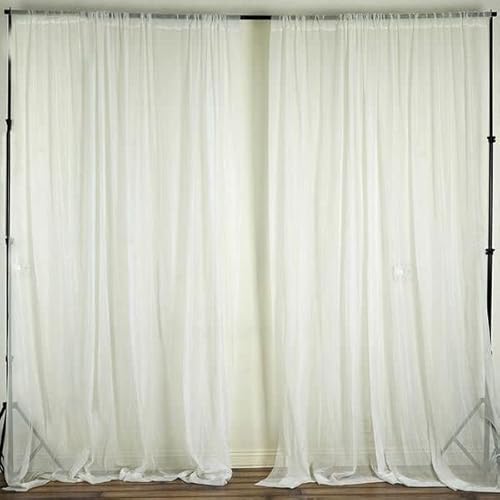 TABLECLOTHSFACTORY 10FT Fire Retardant Ivory Sheer Voil Curtain Panel Backdrop - Premium Collection
