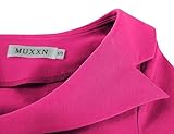 MUXXN Women's Classy Elegant 50s Midi 3/4 Sleeve Pencil V Neck Bodycon Fitted Casual Basic Wedding Guest Dress Hot Pink M