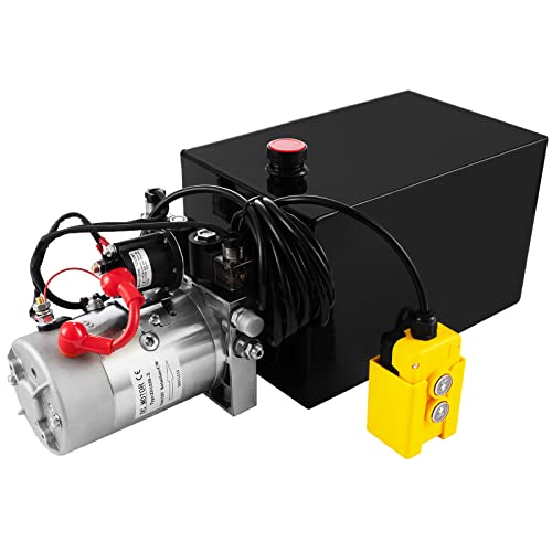 TOPDEEP Hydraulic Pump 20 Quart Double Acting Dump Trailer Hydraulic Pump DC 12V, Hydraulic Power Unit Metal Reservoir Horizontal Mount for Dump Truck Car Lifting Remotely Controlled