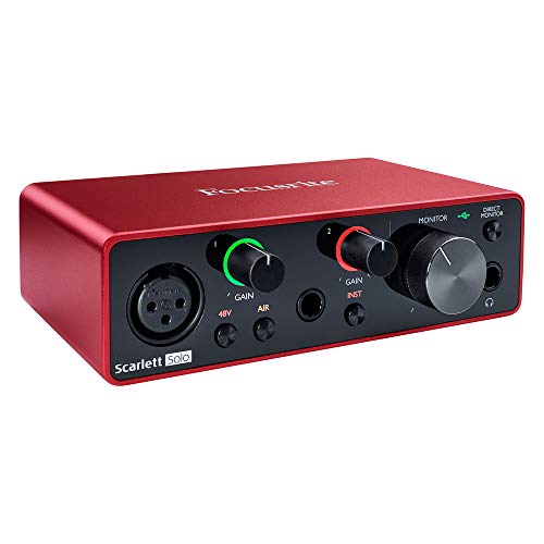 Focusrite Scarlett Solo 3rd Gen USB Audio Interface for Guitarists, Vocalists, Podcasters or Producers to record and playback studio quality sound