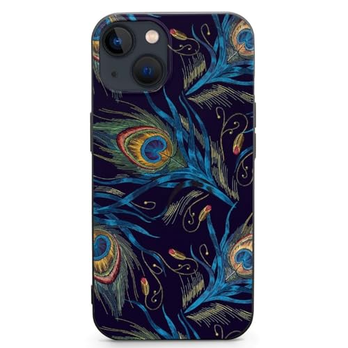 Indian Ethnic Peacock Feather Fashion Compatible with iPhone 13 Phone Case Anti-Scratch Full Body Protective Covers