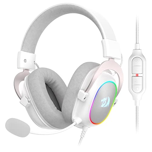 Redragon H510 Zeus-X RGB White Wired Gaming Headset - 7.1 Surround Sound - 53MM Audio Drivers in Memory Foam Ear Pads w/Reliable Fabric Cover- Multi Platforms Headphone - USB Powered for PC/PS4/NS