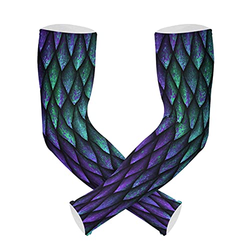 xigua Dragon Scales Texture Arm Sleeves UV Sun Protection Cooling Arm Sleeves Men Women Sports Sun Sleeves with Thumb Hole for Driving, Golfing, Fishing, Cycling