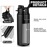 Shellwei 10 Pcs Aluminum Metal Water Bottles Bulk 24 oz Lightweight Leak Proof Sports Water Bottle with Snap Lid Reusable Bottle for Travel Camping Hiking(Black)