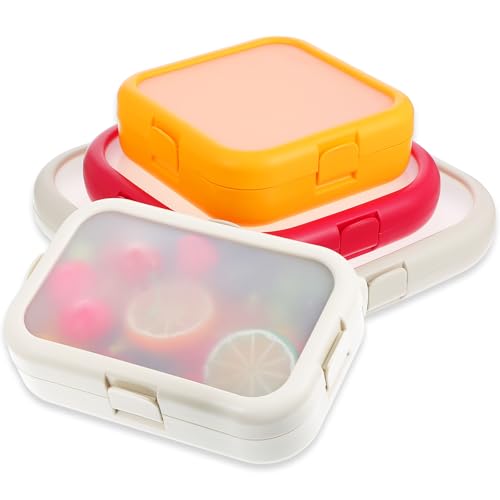 wutfuooo 4 Pcs Silicone Fruit Storage Box Anti-oxidation Avocado Saver Storage Tomato Pod Vegetable Saver Reusable for Fridge Garlic Lemons Potatoes(Red, Grey,Orange,4 Sizes)