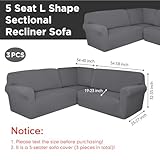 Breling 3 Pcs L Shaped Couch Covers for Sectional Corner Sofa Stretch 5 Seat Washable Corner Sofa Slipcover Sectional Couch Protector for Living Room(Light Gray,Milk Silk)