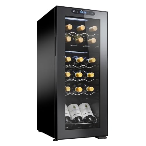 Wine Enthusiast 18-Bottle Dual Zone MAX Compressor Wine Cooler – Freestanding Beverage Refrigerator, Mini Fridge with Digital Touchscreen, Split Storage, Energy-Efficient Cooling, and LED Display