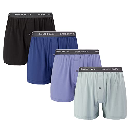 BAMBOO COOL Men's Boxer Shorts 4 Pack Underwear for Men Relaxed Fit Stretch Short