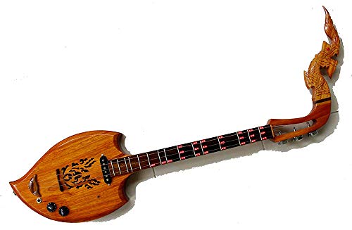 Tamegems Craft Isarn Acoustic Electric Phin 3 Strings, Thai Lao Asian Guitar Folk Musical Instrument, Traditional Thailand Musical Pin60