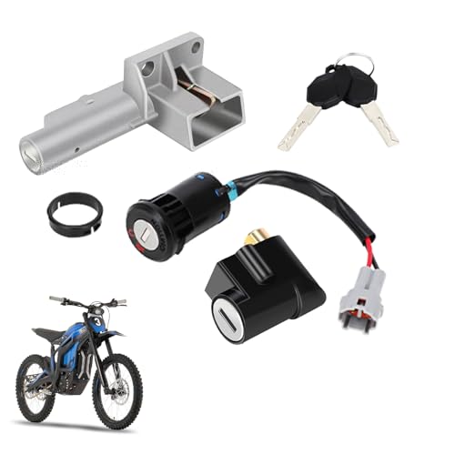 Motorcycle OEM Ignition Key Switch Starter Key Set Aluminum with Key Cover Cap Holder for Talaria Sting MX3 MX4 MX5 Electric Dirt Bike Black