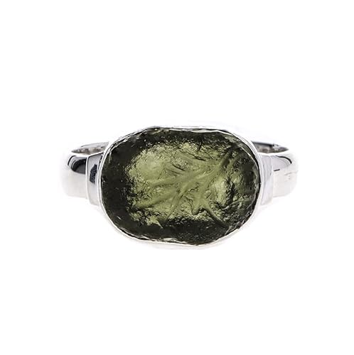 Moldavite Ring 925 Sterling Silver Handmade Natural Rough Gemstone Jewelry For Her (7)