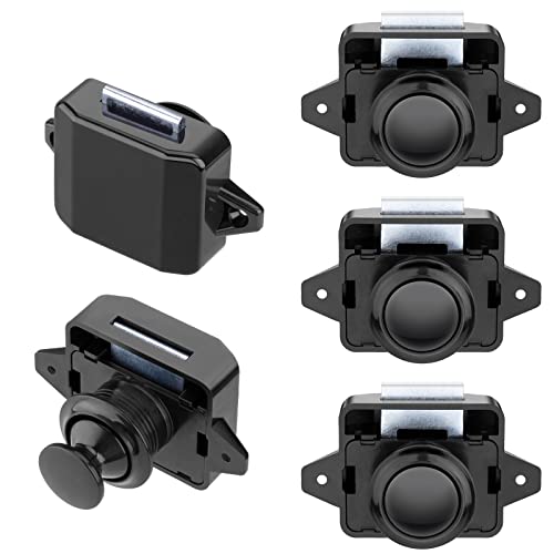 CXQamitao 5 Pack Push Button Latch Cabinet Door Catch Keyless Cupboard Locks for RV Motorhome Camper Caravan Home Yachts,Zinc Alloy&Black