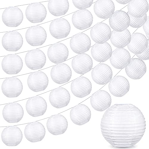 40 Pcs 3 Inch White Chinese Paper Lanterns Wedding Party Decorative Japanese Hanging Round Paper Lanterns Lamp for Weddings,Christmas Trees, Parties Home Decor