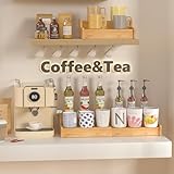 Hongtamoya 2-Tier Expandable Coffee Mug Holder, Countertop Station Bamboo Mug Cup Rack Coffee Bar Organizer, Tea Cups Stand for Cabinet, Multi-functional Mug Holder Shelf for Kitchen, Home