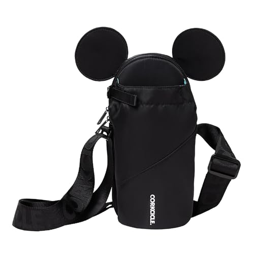 Corkcicle x Disney Minnie Mickey Mouse Ears Crossbody Water Bottle Sling Bag, Black, Fits 16-40 oz Tumbler – Secure Items in Water Bottle Holder with Strap