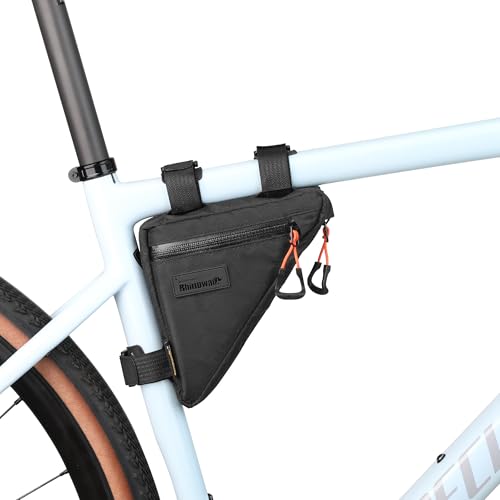 Rhinowalk Bicycle Frame Bag Bike Top Tube Triangle Bag Lightweight 0.9L Touring Pack Cycling Nylon Pouch for Mountain Road Bike(Black)