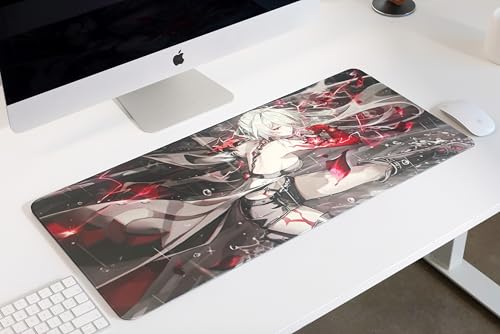 HoyoMart Premium Desk Pad, for Honkai Star Rail Acheron (Huang Quan), Smooth Surface, Durable Stitches Edges, Non-Slip Rubber Base, 35.4"x15.7"