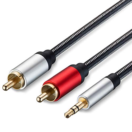 RCA Cable 30Ft, 3.5mm Male to 2RCA Male Stereo Audio Adapter Cable Nylon Braided AUX RCA Y Cord for Smartphones, MP3, Tablets, Speakers, HDTV and More(30Ft/10M)