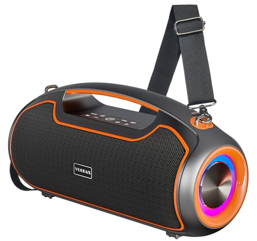 Portable Bluetooth Speakers, 200W Peak Loud Sound and Deep Bass for Party, IP65 Waterproof Wireless Outdoor Speaker w/ 2*Subwoofer/Tweeter/DSP/Bass Boost/Fast Charging/TWS/TF/USB/AUX, 24H Playtime
